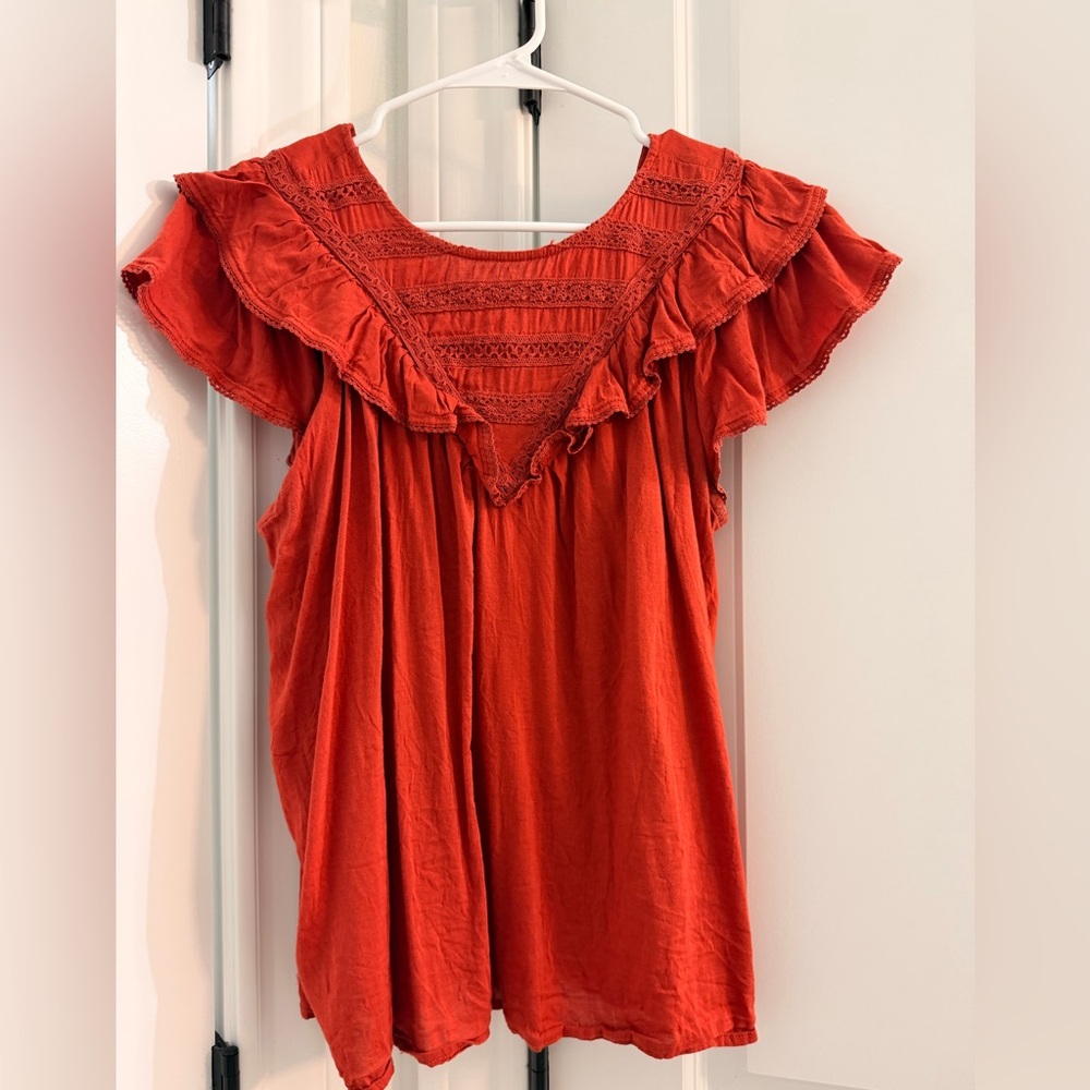 Old Navy Women's Rust Ruffled Blouse